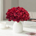 65Pcs Deep Red Hydrangea Artificial Flowers Bulk，Realistic Silk Fake Flowers with Stems，Faux Hydrangea Flowers for Wedding Home Decor Centerpieces Living Room Garden Party Baby Shower Decor