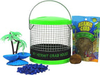 Needzo DIY Terrarium Kit, Small Hermit Crab Starter Kit with Wire Cage, Palm Tree Water Holder, Sponge, Bag of Food and Gravel, All in One Pet Supplies, Color May Vary, 4.5 Inches