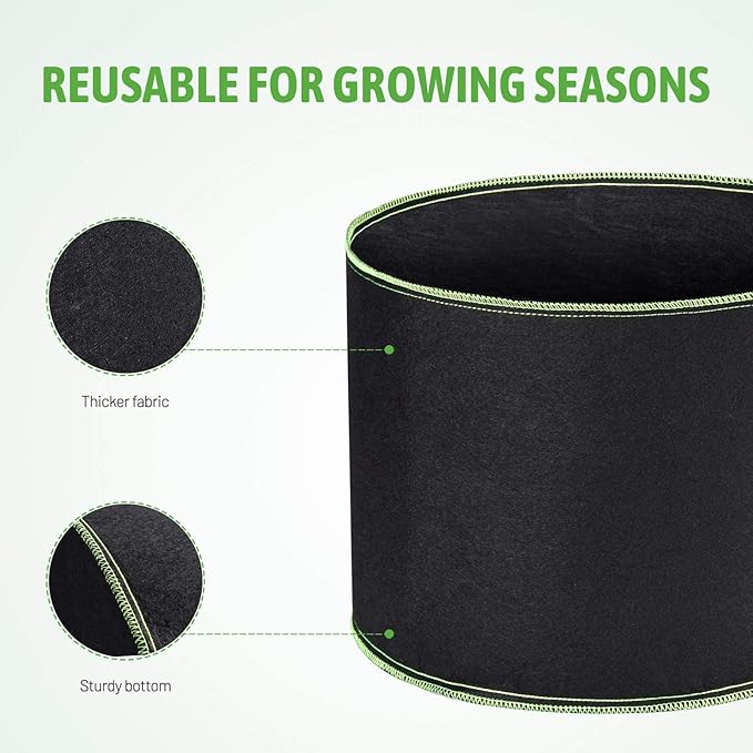 Delxo 20-Pack 1 Gallon Grow Bags,Garden Planting Bag,300G Thickened Breathable Nonwoven Cloth Fabric Pots for Fruits,Vegetable,Tomato(Black)