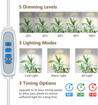Grow Lights for Indoor Plants, Full Spectrum Plant Lights for Indoor Growing with 6/12/16H Timer, 3 Optional Spectrums, 5 Brightness, Height Adjustable 10"-65" Wood Grain Growing Lamp