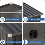 JY QAQA 5x3 FT Metal Outdoor Garden Storage Shed,Waterproof Metal Garden Sheds with Window and Lockable Double Door,Weather Resistant Steel Tool Storage House Shed forPatio,Lawn