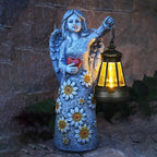 Solar Garden Angel Statues,Outdoor Angel Figurines Lights Waterproof Statue Decor Lanterns for Yard Patio Porch Decoration Gift for Mom Grandma (Minimalist)