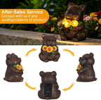 Solar Garden Statues Bear with Daisy and LED Lights Birthday Gifts for Women Mom Grandma Solar Outdoor Cat Decor for Outside,Outdoor Solar Lights for Yard, Garden and Patio, Unique Gift for Women
