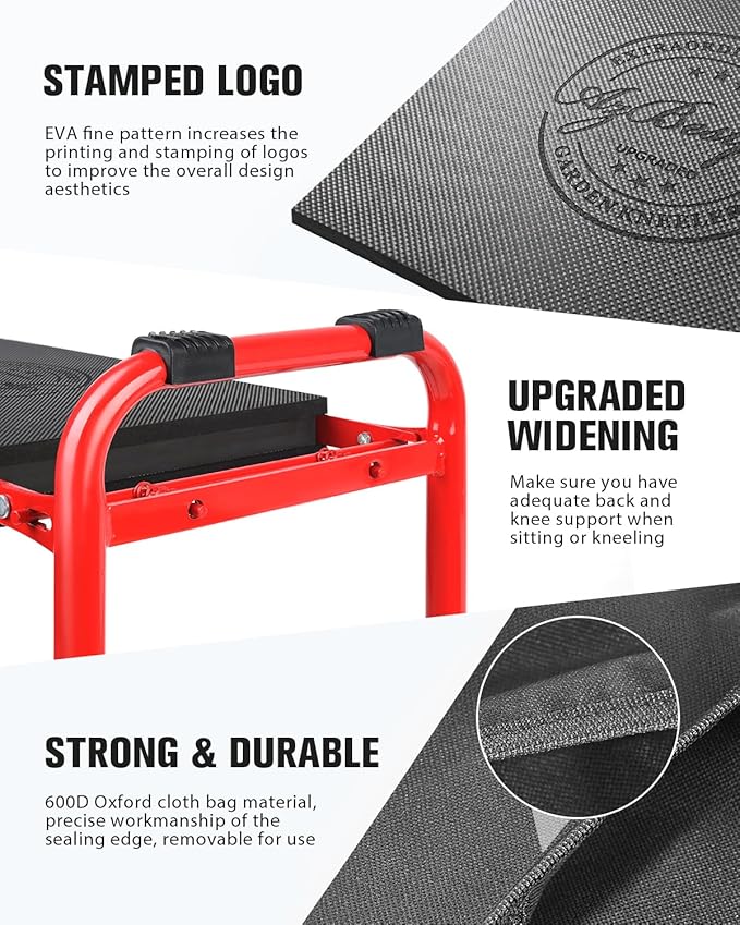 AZBESTPRO Garden Kneeler and Seat Heavy Duty,Upgraded Foldable Gardening Stool Widened to 10" Stable Wear-Resistant Prevent Knee and Back Pain, Bench High-End 2 Large Tool Bags Gift for Women