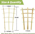 5 Pack 16" Bamboo Trellis for Climbing Plants-Natural Garden Ladder Fan -Shaped Plants Support Trellis for Potted Plant Decor in Door