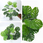 Artificial Shrubs Plant, CATTREE Fake Tropical Palm 2 Pack Taro Leaves Faux Greenery Bushes Realistic Monstera Farmhouse Plants for Home Kitchen Garden Bathroom Bedroom Decor Outdoor Indoor Decoration