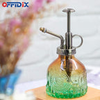 OFFIDIX Glass Plant Mister Spray Bottle, Vintage Spritzer, Succulent Watering Bottle with Bronze Plastic Top Pump, Small Sprayer Mister for Garden and Indoor Plants