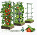 3 Pack Square Tomato Cages, 42 inch Heavy Duty Metal Steel Tomato Plant Cage Support with Clips, Height Adjustable Tomatoes Trellis for Raised Garden Bed Climbing Plants