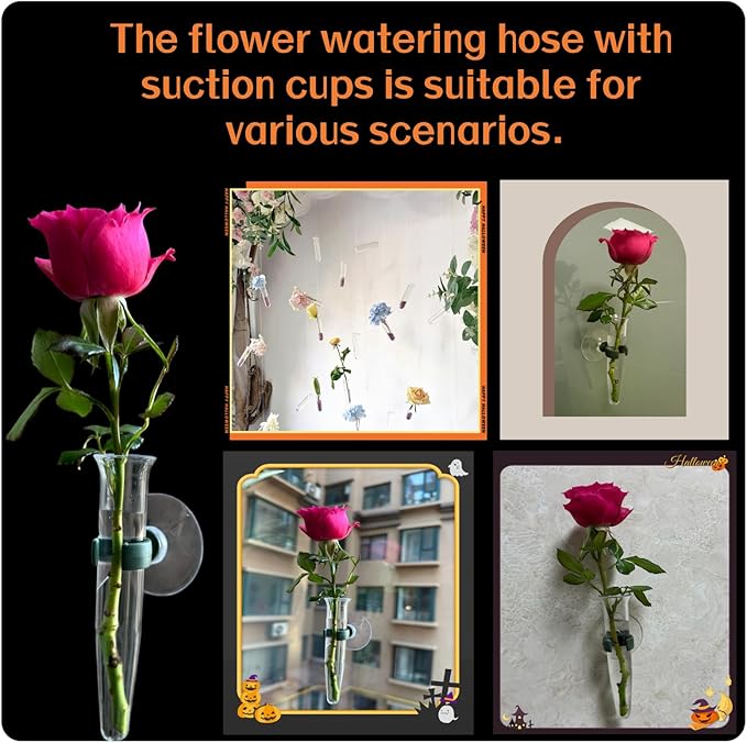 8 Sticks Floral Water Tubes with Suction Cup Window/wall Plant Propagation Tubes for Home Floral Arrangement and Fresh Flower Decorating