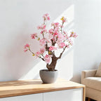 TOARTi Artificial Pink Cherry Blossom Potted Plant with Stone Pot, 18" Tall Fake Flowers Faux Plants Desk Plant, Realistic Plants Home Indoor Decor for for Home Bedroom Bathroom Office Desk