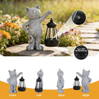 Solar Garden Cat Statue with LED Lights, Outdoor Cat Figurine for Cat Lovers, Yard Lawn Patio Home Decor, Mother’s Day Birthday Gifts for Women Mom Grandma