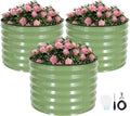 INNO STAGE 3 Pcs Round Galvanized Raised Garden Bed — 2×2×1.4ft Planter Box Outdoor Raised Beds Kit for Gardening Vegetables, Fruits, Herbs, and Flowers, Olive Green
