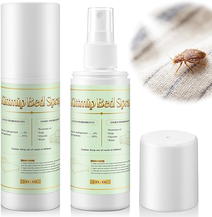 Bed Bug Spray Natural Travel Spray Child & Pet Safe - Plant Based Bed Bugs, Lice, Mite Treatment, Stain & Odor Free Control, Compact Travel Size for Hotels, Suitcase, Backpack, Shoes, 3oz, 2 Pack