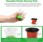 MIXC Thickened Clear Nursery Pots with Silicone Base for Easy Transplant 30 Packs 3.5 Inch, Transparent Plant Pot Reusable Seedling Pots for Vegetable Propagation, Root Cutting, Seed Starting, Green