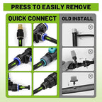 Drip Irrigation Kit - 100 FT. Hose Sprinkler System with 360° nozzles and T-connectors for Gardens, lawns, Plants, Flower beds, Trees, patios and hydroponics (Closeable nozzle-16)