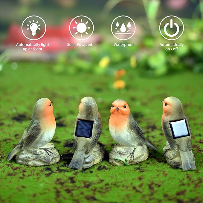 Solar Bird Garden Statue with Lights, for Mom Grandma, Waterproof Outdoor Decor for Yard Patio Lawn, Unique Garden Gifts for Mom Women