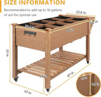 ketive Raised Garden Bed with Lockable Wheels Mobile Elevated Wood Planter,Storage Shelf, Protective Liner,55.5x24x32in (Brown)