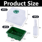 DECOHS 4 Pack Monotub Mushroom Grow Kit, 6.5" x 5" x 6.5" Small Mushroom Fruiting Chamber Propagation Boxes, Monotub Mushroom Growing Box Mini Greenhouse with Spray Bottle for Horticulture Supplies