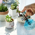 Glass Plant Mister Water Spray Bottle, Succulent Watering Bottle with Plastic Top Pump, Vintage Style Plant Sprayer, Small Watering Can for Indoor Outdoor House Plants - Blue