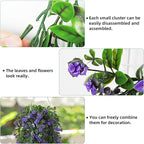 RECUTMS 2Pcs Artificial Hanging Plants Fake Vines Fake Plants Outdoor Greenery Artificial Flower for Outdoors Hanging Basket Plastic Home Garden Wedding Party Decorations(Purple)