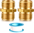Solid brass Garden Hose Fittings Connectors Adapter Heavy Duty Brass Repair double male to male faucet leader coupler dual water hose connector(3/4" GHT Double Male) 2 Pcs