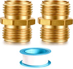 Solid brass Garden Hose Fittings Connectors Adapter Heavy Duty Brass Repair double male to male faucet leader coupler dual water hose connector(3/4" GHT Double Male) 2 Pcs