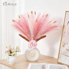 50pcs Pampas Grass 17in for Living Room Decor, Blush Pink Pampas Grass Decor, Fluffy Pink Flowers for Home Birthday Bathroom Baby Shower Wall Bow Decor(Blush & Cream & Pink)