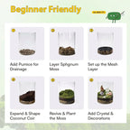 DIY Crystal Terrarium Kit– All-In-One Starter Kit with Preserved Moss, Pumice, Crystals, Coconut Coir, Gardening Tools & Decor | Healing Gift for relaxing | Plants & Crystal Lovers | Home & Desk Decor