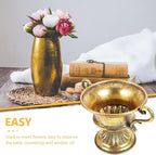 Amosfun 2pcs Vintage Urn Vase Brass Flower Pots Roman Style Trumpet Vases for Centerpieces Garden Patio Front Porch Decoration 9.2 x 6.3 Inch