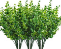 CATTREE Artificial Shrubs Bushes, Plastic Eucalyptus Leaves Fake Green Plants Wedding Indoor Outdoor Home Garden Verandah Kitchen Office Table Centerpieces Arrangements Christmas Decoration 6 pcs