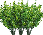 CATTREE Artificial Shrubs Bushes, Plastic Eucalyptus Leaves Fake Green Plants Wedding Indoor Outdoor Home Garden Verandah Kitchen Office Table Centerpieces Arrangements Christmas Decoration 6 pcs