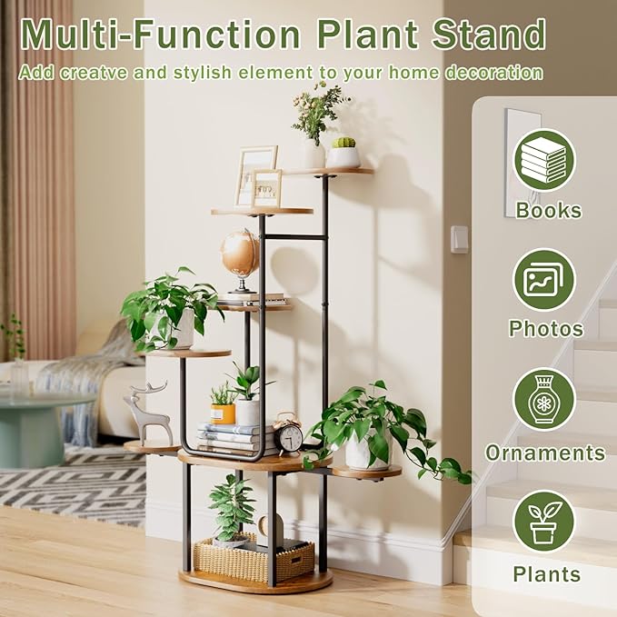 REFGY Plant Stand Indoor 8 Tier, Corner Plant Stand for Indoor Plants, 38.58" Tall Plant Stands, U-Shape Corner Shelf for Multiple Plants, Metal Plant Shelf for Living Room, Balcony, Patio, Garden
