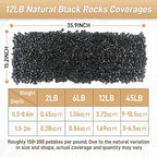 Mulctun 12lb Black Rocks for Planters- 1/4" - 3/4" Polished Black Stones Smooth Flat Pebbles for Fish Tanks Decorative River Rocks for Vases Bonsai Pots Garden Stones for Landscaping and Yards
