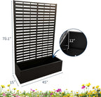 Metal Raised Garden Bed with Trellis & Privacy Screen, 70.1"x45"x15" Galvanized Metal Planter Box with Drainage Holes for Patio Balcony Outdoor Climbing Plants Flowers Vegetable, Black