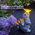 Solar Garden Statue Outdoor Decor Rabbit Figurines with LED Butterfly Lights, Bunny Statues Patio Ornament Decor for Lawn Balcony Yard, Gifts for Mum Grandmom on Birthday Mother's Day