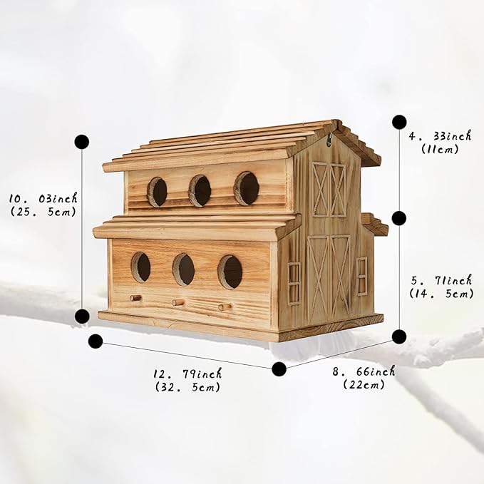 Bird House Bird Houses for Outside, 6 Hole Outdoor Bird House, Room for 6 Bird Families, Hanging Weatherproof Birdhouse