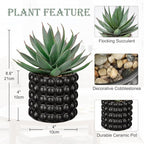 Briful Succulents Plants Artificial for Home Decor, Realistic Potted Fake Agave Plant, Bubbled Plant Pot, Cute Aloe Maguey Faux Plant, Shelf Tables Decor, Modern Farmhouse Home Decorations