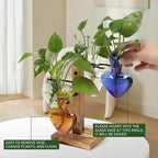 Plant Terrarium Propagation Stations with Wooden Stand, Glass Vase for Indoor Hydroponics Home Garden Office Decoration Gift for Women - 4 Love Bulb Vase