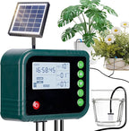 Solar Automatic Drip Irrigation Kit System,Automatic Plant Watering Devices Programmable Water Timer,LED Display for 15 Potted Plants Outdoor Indoor Garden Balcony Vacation