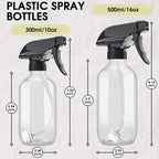 2 Packs Plastic Spray Bottles 360°Water Spray Bottle for Cleaning - 10 oz/300 ml Upside Down Spray Bottle Small Squirt Bottle with Adjustable Nozzle for Hair, Cooking, Plant, Pet (Clear + Brown)