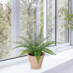 Artificial Boston Fern Potted Plant, 9" Small Fake Plants in Pot, Faux Fern Plant Greenery for Home Office Farmhouse Living Room Bathroom Kitchen Tabletop Desk Shelf Decoration