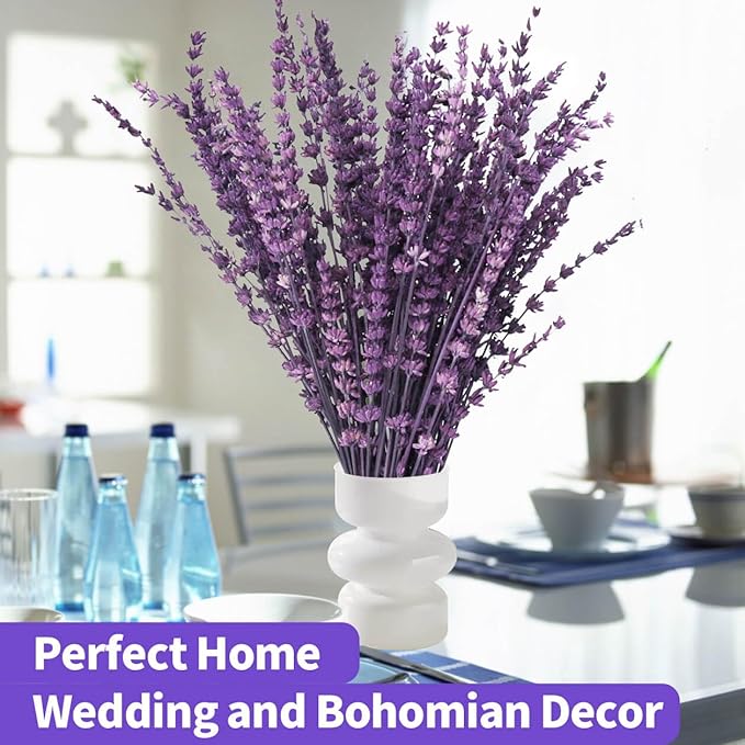 Dried Purple Lavender Flowers Bundle-Dried Preserved Lavender Bouquet 15-17" for Shower Weeding Home Vase Decor, Crafts, Aromatherapy, Fragrance, Fresh Silk Dry Live Plants, 50g(1.76oz)