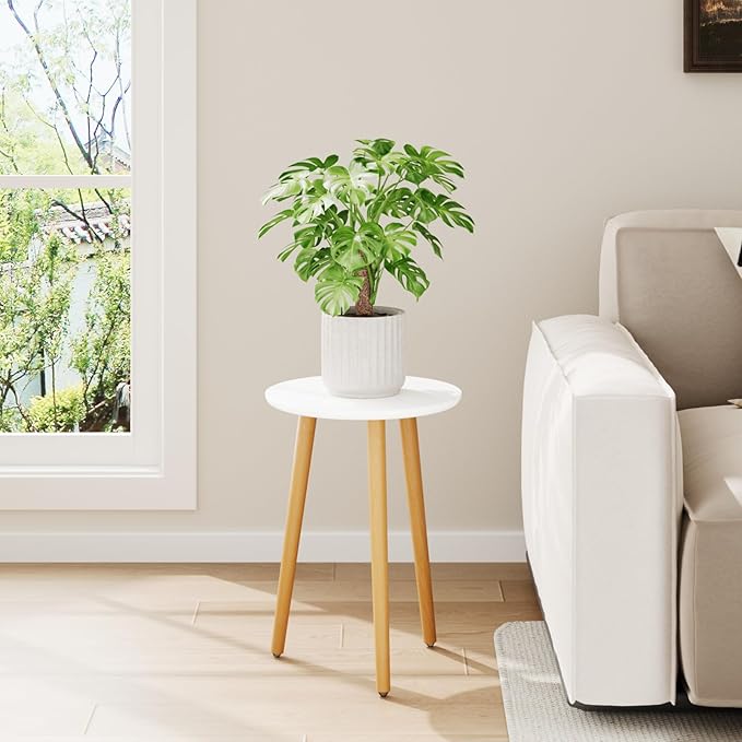 Leaf&lull Tall Plant Stand Indoor Small Plant Table for Large Plants Wooden Plant Stool Plant Holder for Living Room Bedroom Balcony White