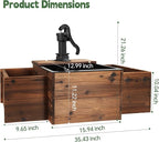 OIPRTGFJ Outdoor Water Fountain,Floor Wooden Rectangular Pump Old-Fashioned Fountain with Flower Box,Electric Decorative Hand Pump, Outdoor Water Feature for Garden Patio Backyard