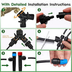 200FT Quick-Connect Drip Irrigation System, Automatic Irrigation Kit with 2/5" & 1/4" Tubing and Adjustable Drip Emitters, Garden Watering System for Lawn, Flower Bed, Greenhouse