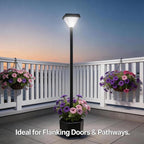 54" Solar Lamp Post with Planter, Outdoor Solar Post Lights - IP44 Waterproof, Diamond Lamp Head Design, White Lights Dusk to Dawn 6-8Hr, Easy Install for Lawn, Patio, Porch, Yard & Pathway Decor