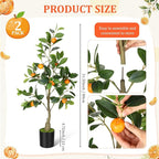 Suncalla 2 Pack Artificial Orange Potted Plants 31.5 Inches Fake Orange Tree Simulation Realistic Fruit Plant with Pot Faux Tree Indoor Decoration for Home Office Living Room Table Desk