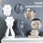 GDYOOSHOW Succulent Pots Statue Decor Crafted Figurines for Home Decor Accents 10.4 inch High, Living Room Bedroom Office Decoration, Buhos Bookself Collection-Plants Not Included (Set of 3)