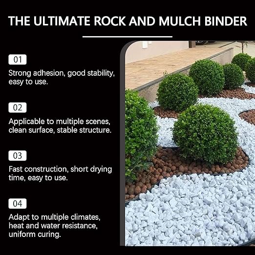 Spray-On Rock & Mulch Binder, Mulch & Rock Glue for Landscape, for Rocks, Gravel, Bark & Mulch - Weather-Resistant, Non-Toxic, Plant & Pet Safe Garden Binder (2pcs)