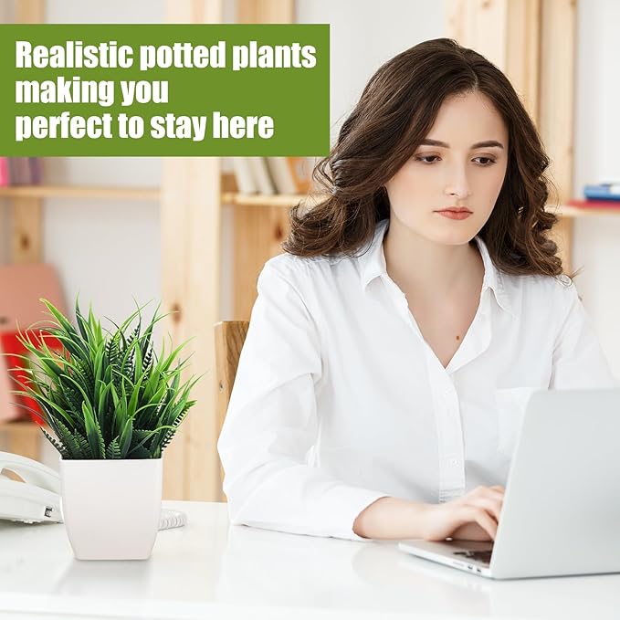 Kifmurase 12Pcs Fake Plants, Mini Artificial Greenery Potted Plants for Shelf, Small Artificial Faux Eucalyptus for Home Decor, Indoor, Office, Desk, Shelf, Table Decoration